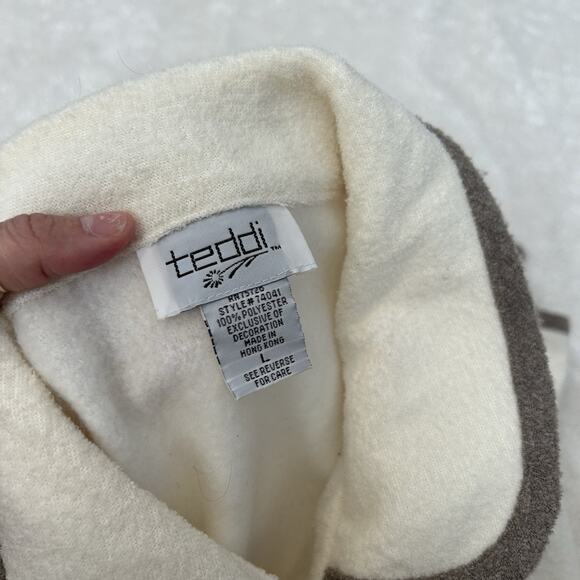 VTG 90s Winter Snowflakes Patchwork Applique Fleece Jacket L Cottage Core Soft - Picture 6 of 6